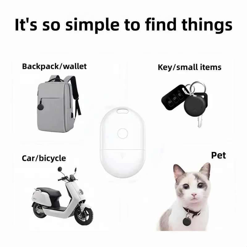 Mini Smart Cat Tracker with Global GPS, Anti-Lost Key Locator, Wallet, Alarm, Find My (iOS Only), e