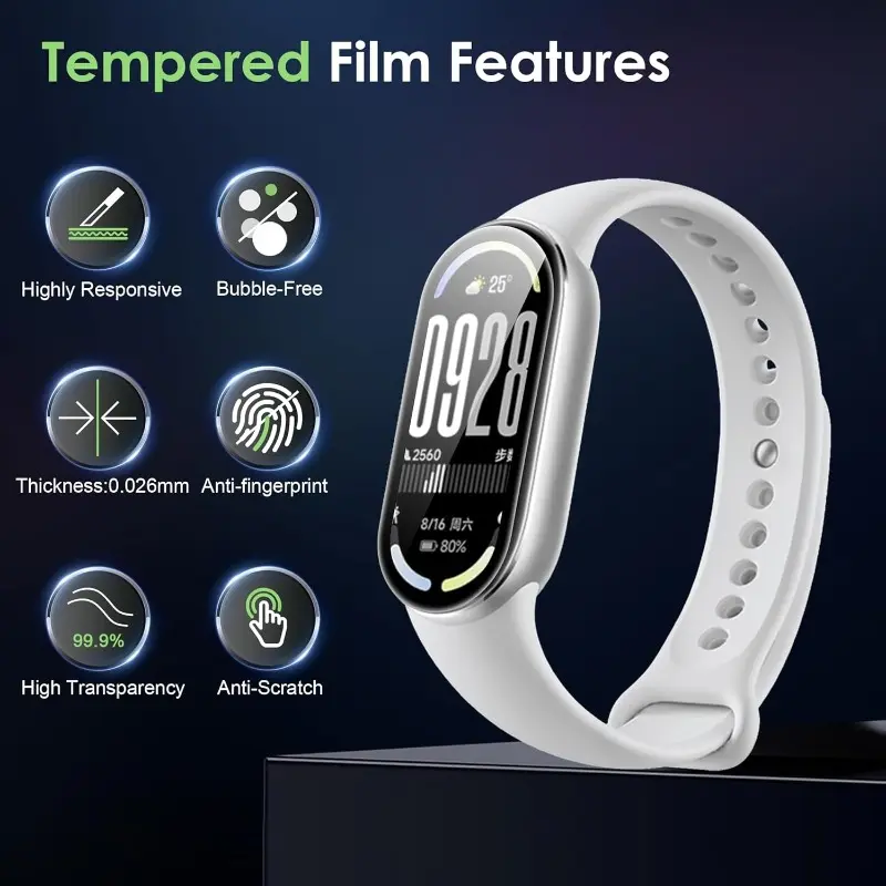 1-5PCS for Xiaomi Miband 10 Screen Protectors 9D Curved Full Coverage Anti-Scratch Protective Films for Mi Band 9 Watch Cover