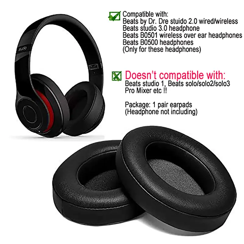1 Pair Replacement Ear Pads Earmuffs Ultra-soft Sponge Cushion For Beats Studio 2 3 Wired Wireless Headphone Accessories