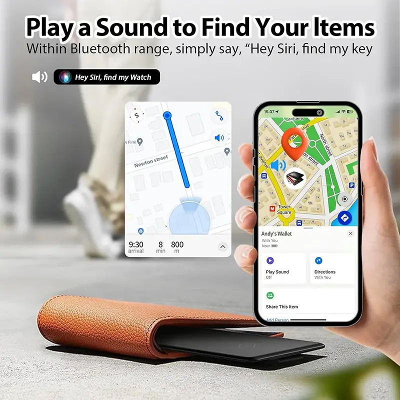 Wallet Tracker Card Wireless Charging Tracking Location Gps Locator Smart Tag For Iphone Apple Device Find My Airtag GPS Locator
