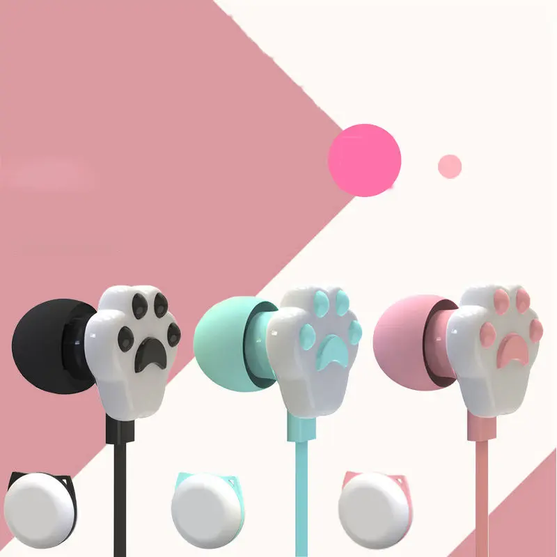 CHYI Cat Paw Music Earphones Stereo Hifi In Ear Earbuds Colorful Cheap Sports Headset In-ear 3.5mm Ear Bud For Ipod Iphone
