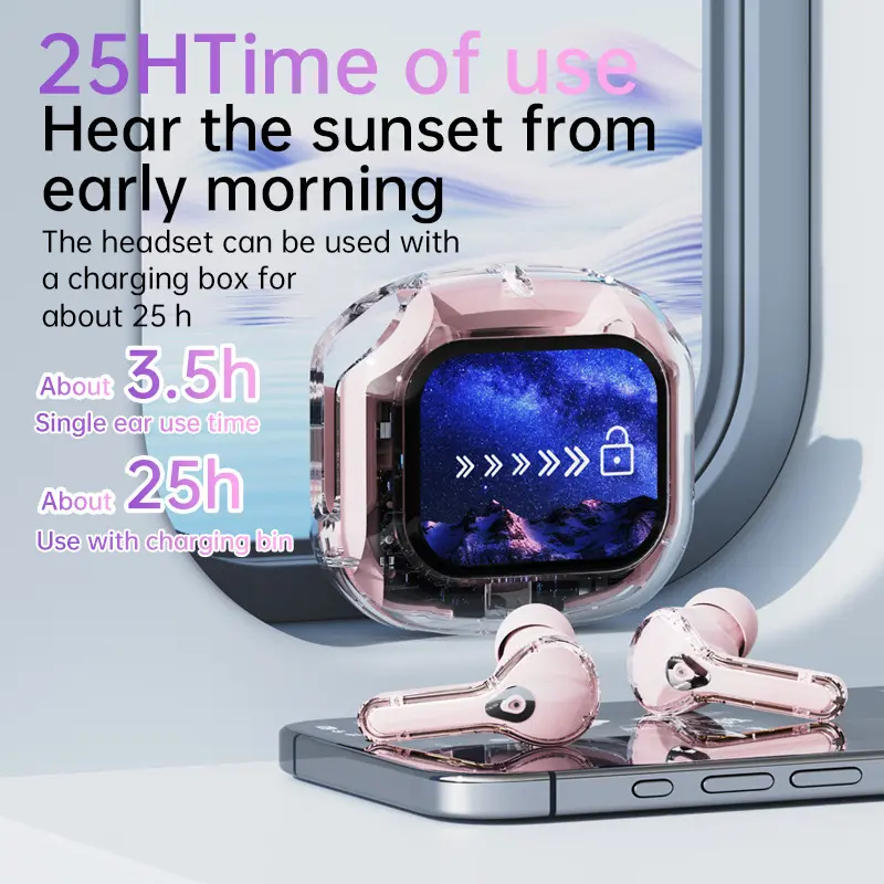 True Wireless Earbuds Bluetooth 5.4 Earphones ANC Noise Reduction Stereo Bass HD Mic Gamer Headset with LED Touch Screen Control