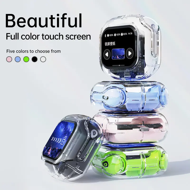 True Wireless Earbuds Bluetooth 5.4 Earphones ANC Noise Reduction Stereo Bass HD Mic Gamer Headset with LED Touch Screen Control
