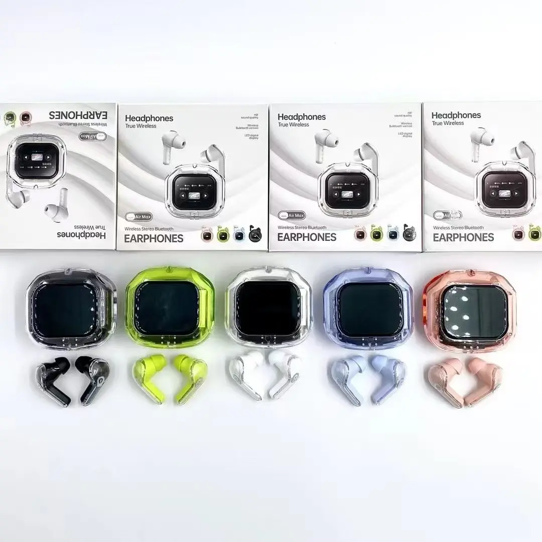 True Wireless Earbuds Bluetooth 5.4 Earphones ANC Noise Reduction Stereo Bass HD Mic Gamer Headset with LED Touch Screen Control