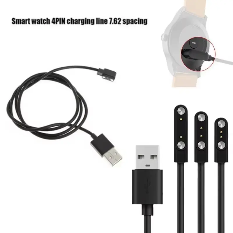 2 pins 4pins Smartwatch Dock Charger Adapter USB Charging Cable Cord for Adult/Kids Smart Watch Power Charge Wire Accessories