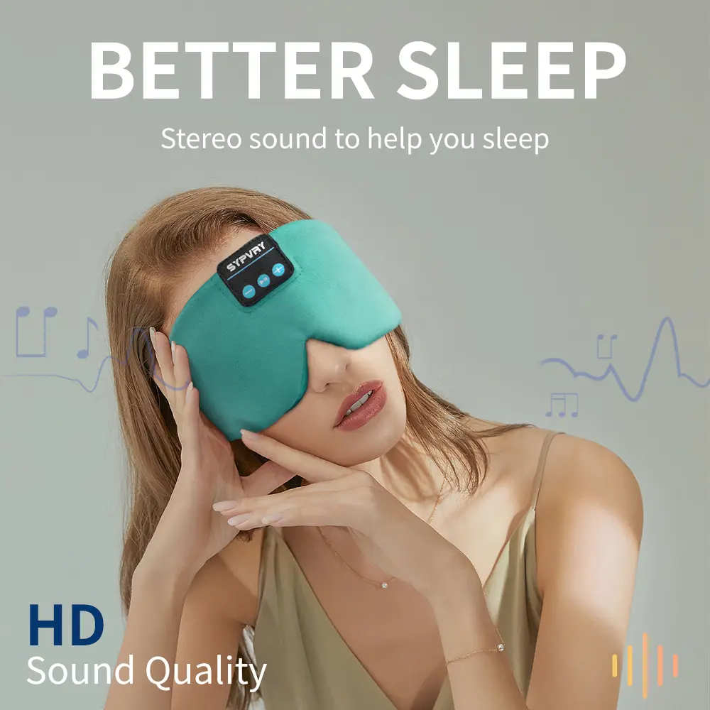 Soft Sleep Mask Bluetooth Wireless Headphones, Sleeping Headphones Adjustable Music Eye Mask Silk for Sleeping Meditation