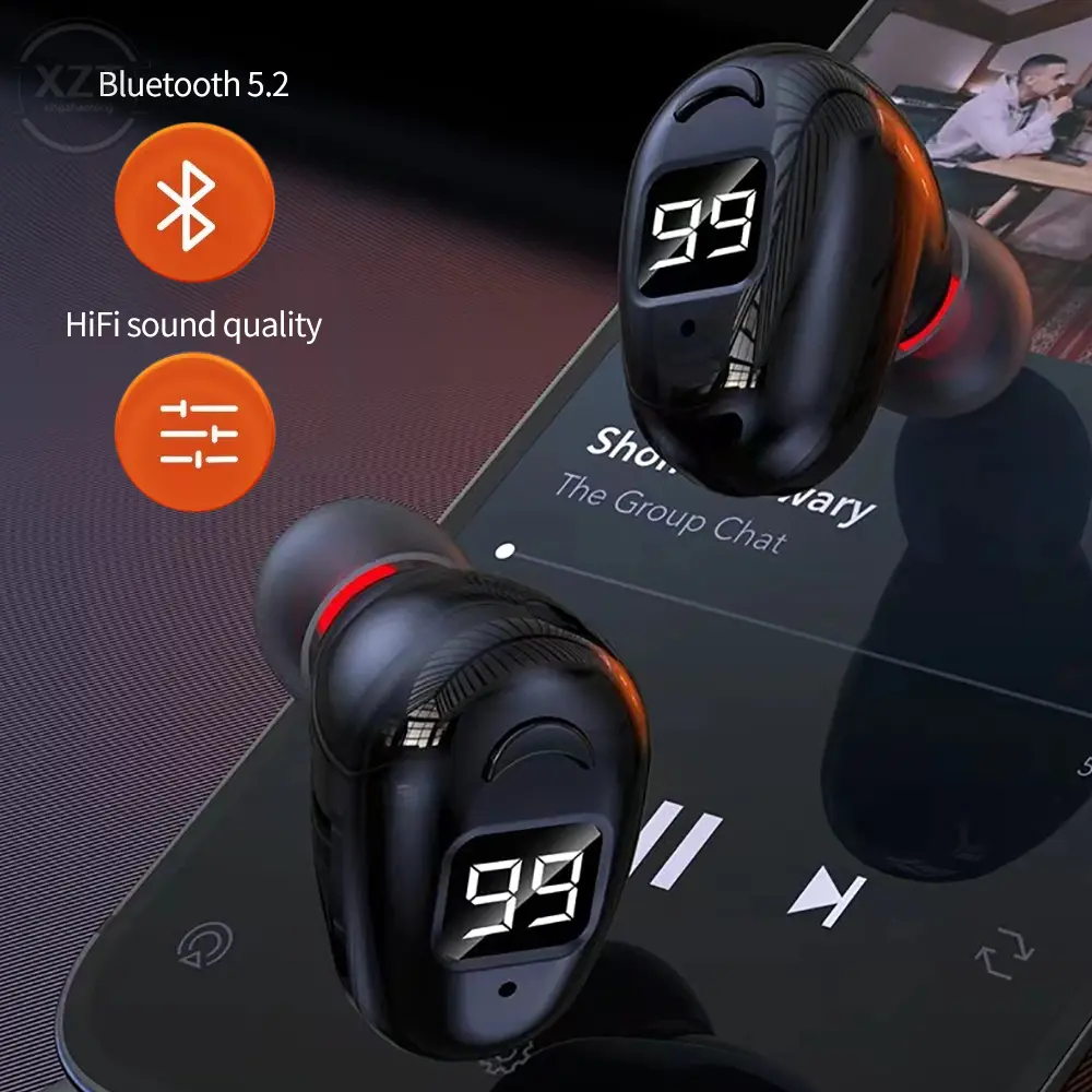 TWS Bluetooth-compatible Earphone Mini in Ear Sport With Mic Handsfree Digital  Headset Earbuds for All Phone For Samsung Huawei