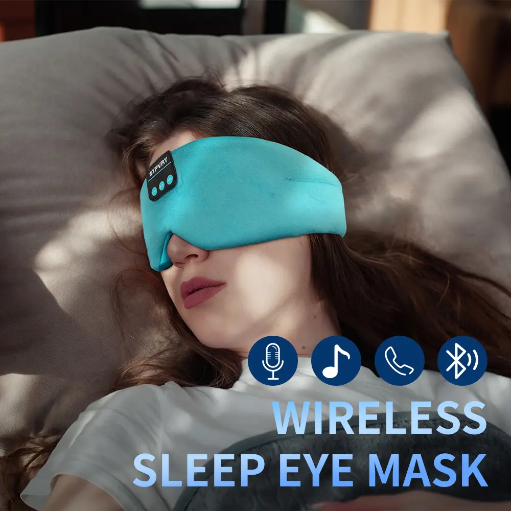 Soft Sleep Mask Bluetooth Wireless Headphones, Sleeping Headphones Adjustable Music Eye Mask Silk for Sleeping Meditation
