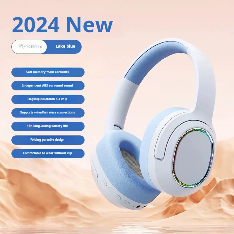 2025 New Wireless Headphones Over-ear Foldable Bluetooth Headset HIFI Stereo Noise Reduction Gaming Earbuds With Microphone