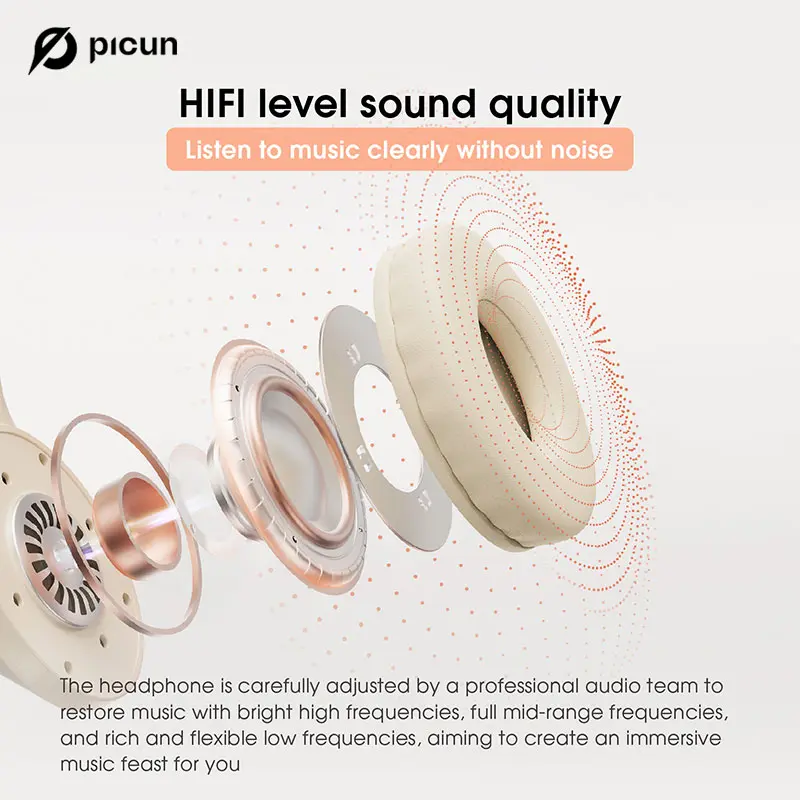 Picun B-01S Foldable Stereo Headphones Super Bass Noise Canceling Microphone PC Adult Kids 3 Color Wireless Bluetooth Headset