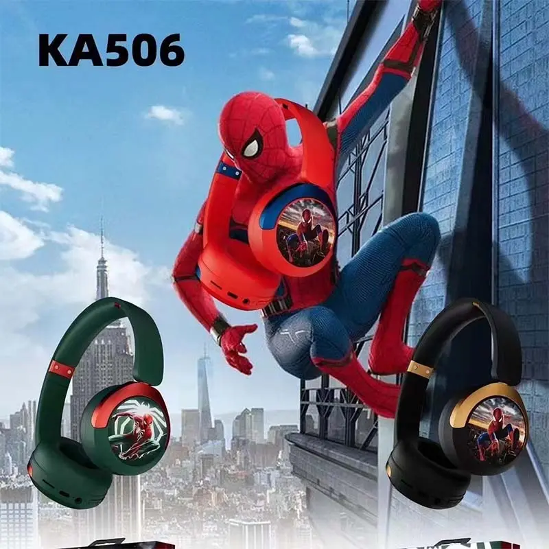 Disney Headphones Wireless Bluetooth Foldable Headsets Stereo Sound Laptop Earphones for Spider Man Kids Anime Cartoon KA506