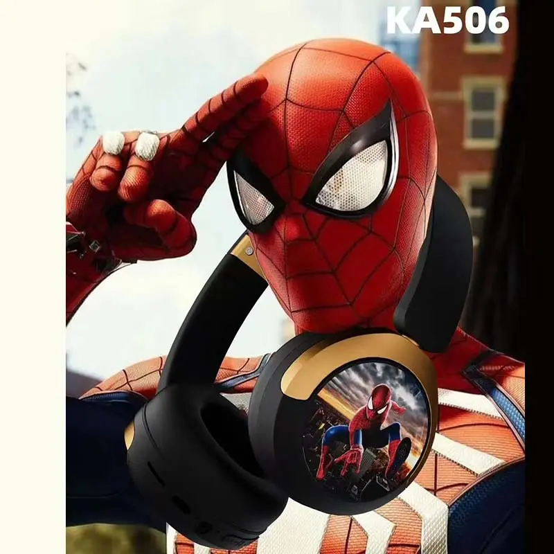 Disney Headphones Wireless Bluetooth Foldable Headsets Stereo Sound Laptop Earphones for Spider Man Kids Anime Cartoon KA506