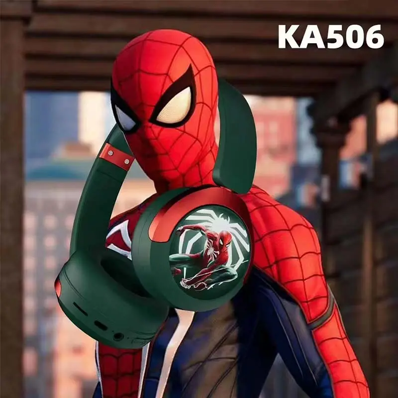 Disney Headphones Wireless Bluetooth Foldable Headsets Stereo Sound Laptop Earphones for Spider Man Kids Anime Cartoon KA506