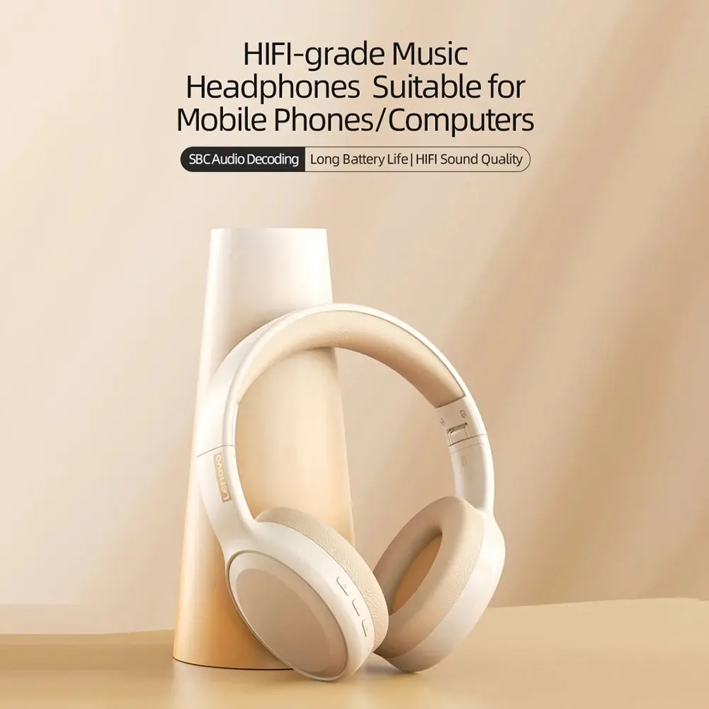 Lenovo TH30 Wireless Bluetooth Headphones with Headwear Earmuffs, Sports Earphones, Esports Games with Microphone