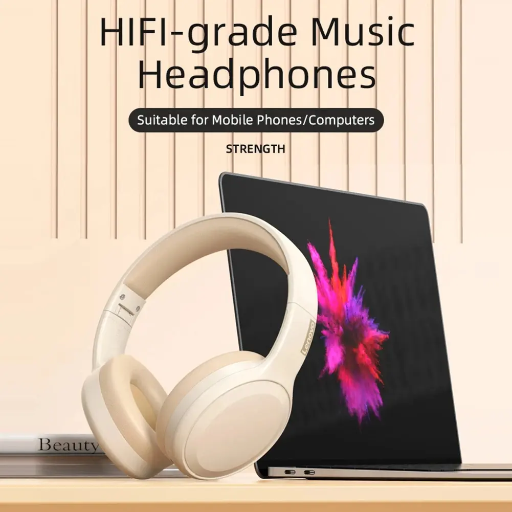 Lenovo TH30 Wireless Bluetooth Headphones with Headwear Earmuffs, Sports Earphones, Esports Games with Microphone