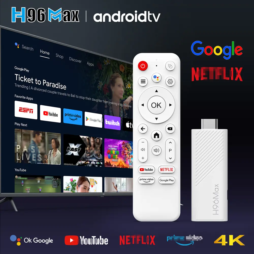 H96 Max H313 Android TV Stick Allwinner Quad Core 4K HDR Wifi6 Voice Assistant 2GB 16GB Game Media Player Smart TV Box