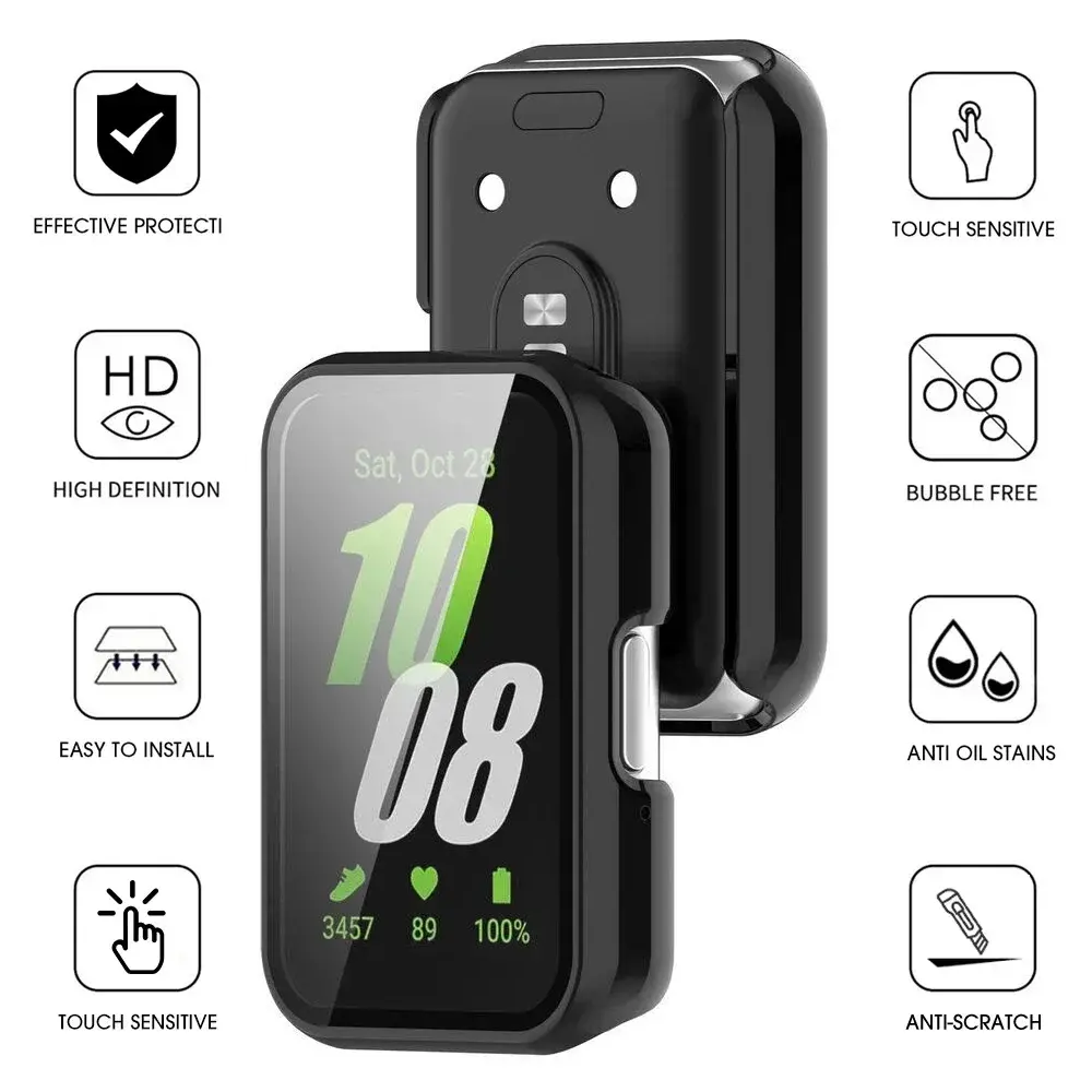 Glass and Case for Samsung Galaxy Fit 3 All-Around Screen Protector Hard PC Bumper Tempered Glass for Galaxy Fit3 Accessories
