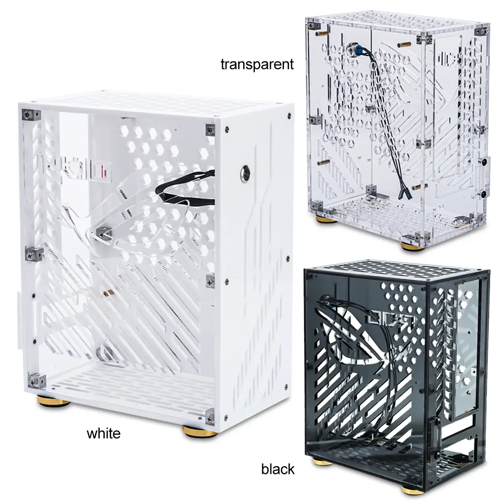 Portable Acrylic Frame 4.3L FLEX 1U Power Mini PC Chassis External Display Host Kit Computer Case Chassis for ITX Computer