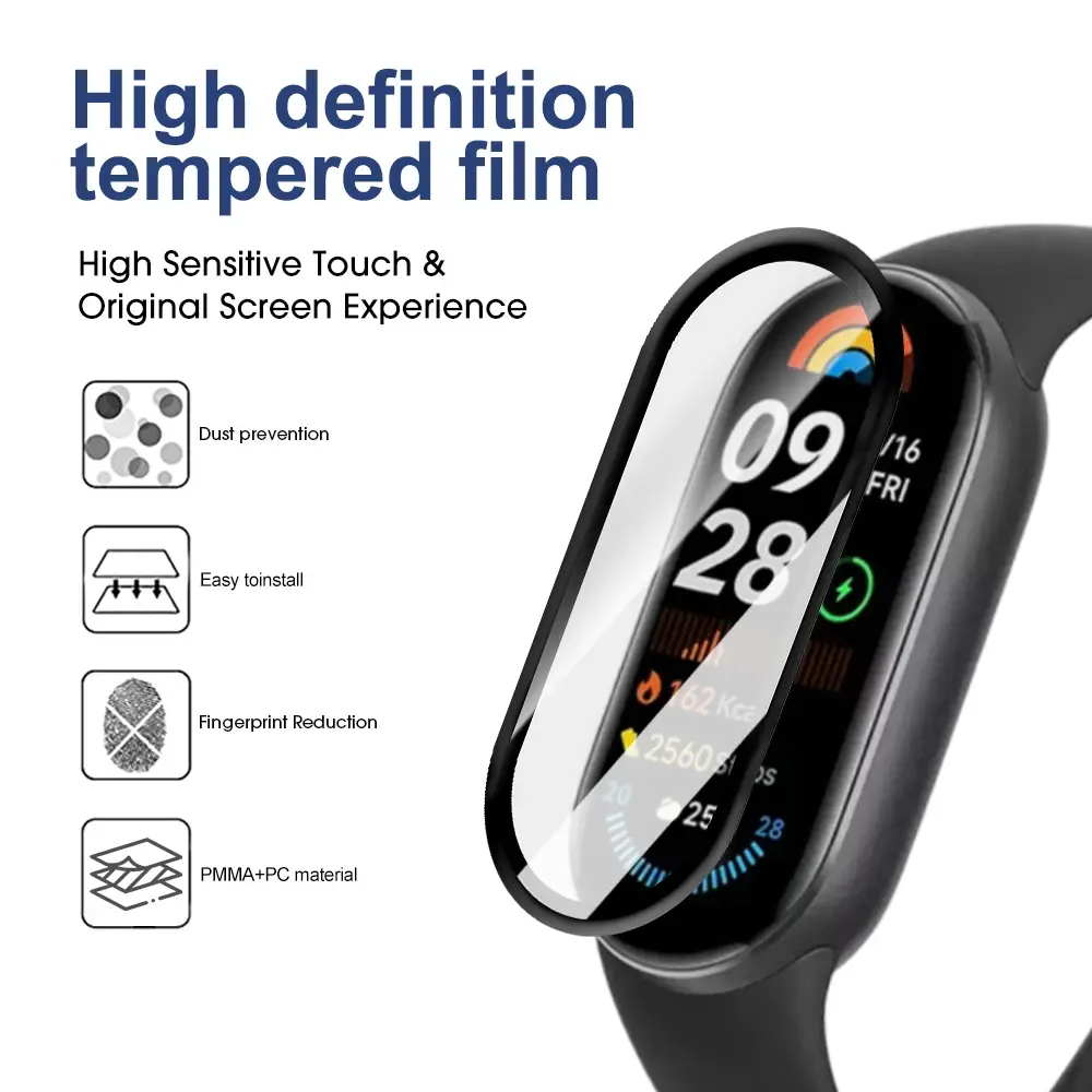 Suitable for Xiaomi Miband 10 Screen Protectors 9D Curved Full Coverage Anti-Scratch Protective Films for Mi Band 9 Watch Cover