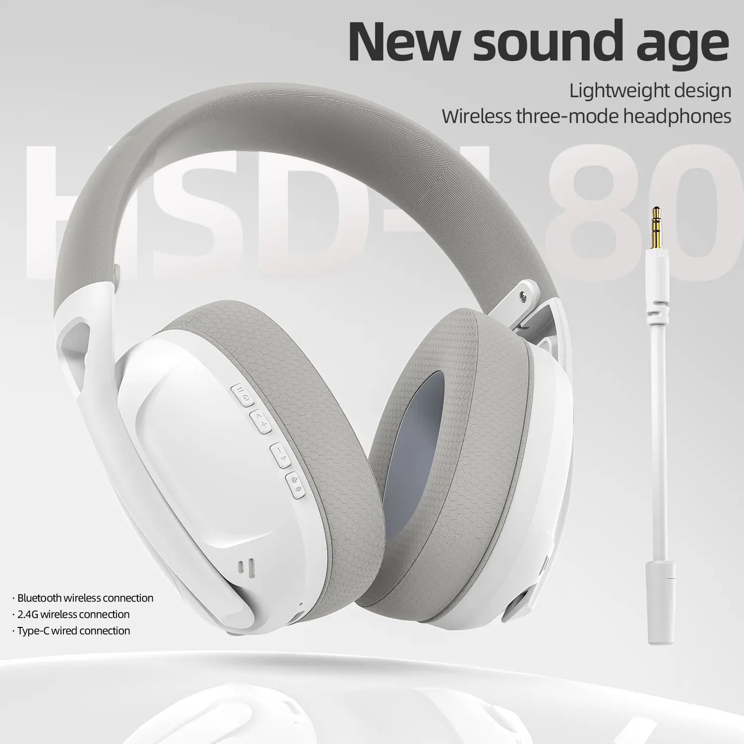 SmailWolf-L80 Bluetooth wireless three-mode headphones headset lightweight headset 2.4G gaming headsets sports bass