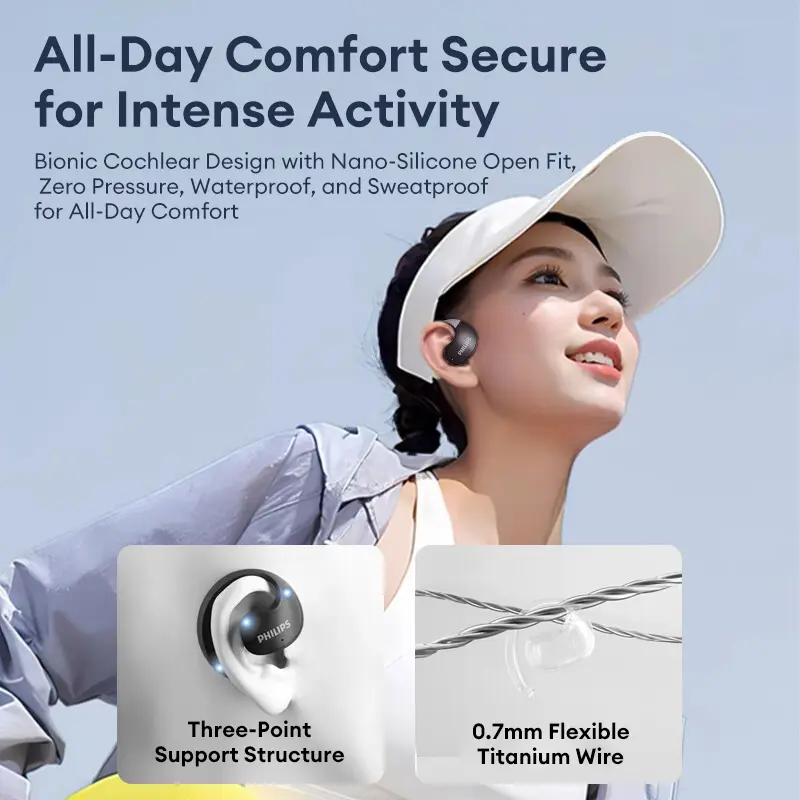 Choice Original Philips TAT2708 Wireless Bluetooth Earphones ENC Noise Cancelling Game Headset Waterproof Sport Stereo Earbuds