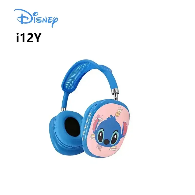 Disney Stitch Blue and pink Wireless Bluetooth Kids Headphones i12Y HIFI Stereo Sound Headsets with Mic Kids Gifts Anime Cartoon