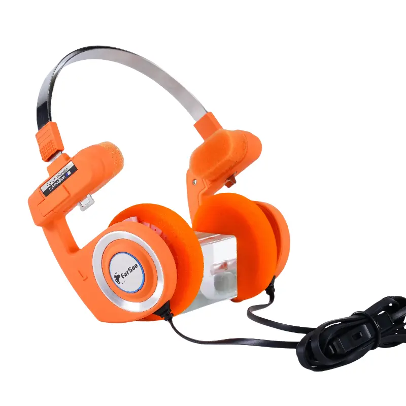 Farsoo PP upgraded wired headphone hifi deep bass sound retro classic foldable lightweight music orange headset for phones PC