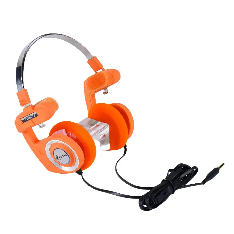 Farsoo PP upgraded wired headphone hifi deep bass sound retro classic foldable lightweight music orange headset for phones PC