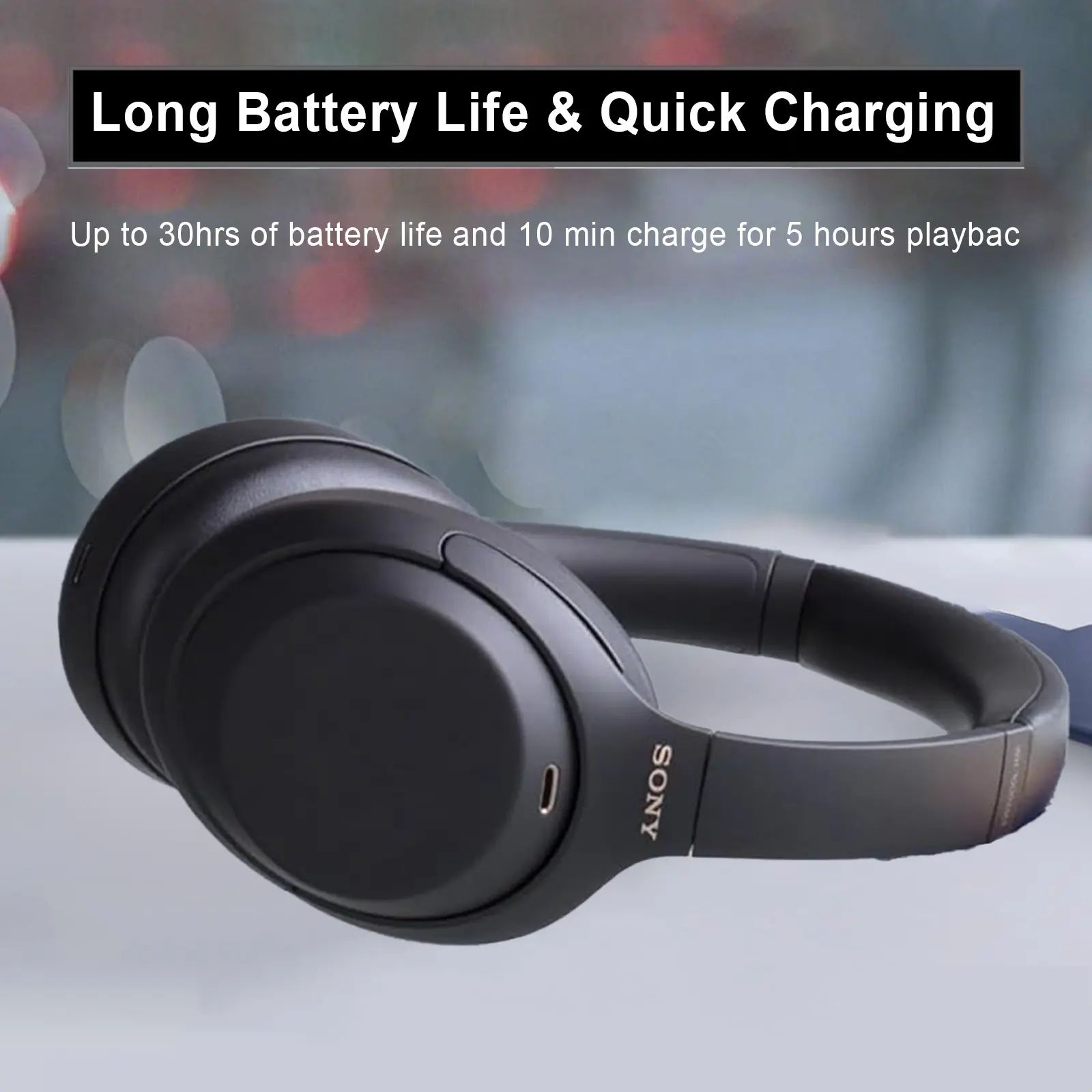 Sony WH-1000XM4/B Wireless Headphone, Black Active Noise Canceling Bluetooth Headphones