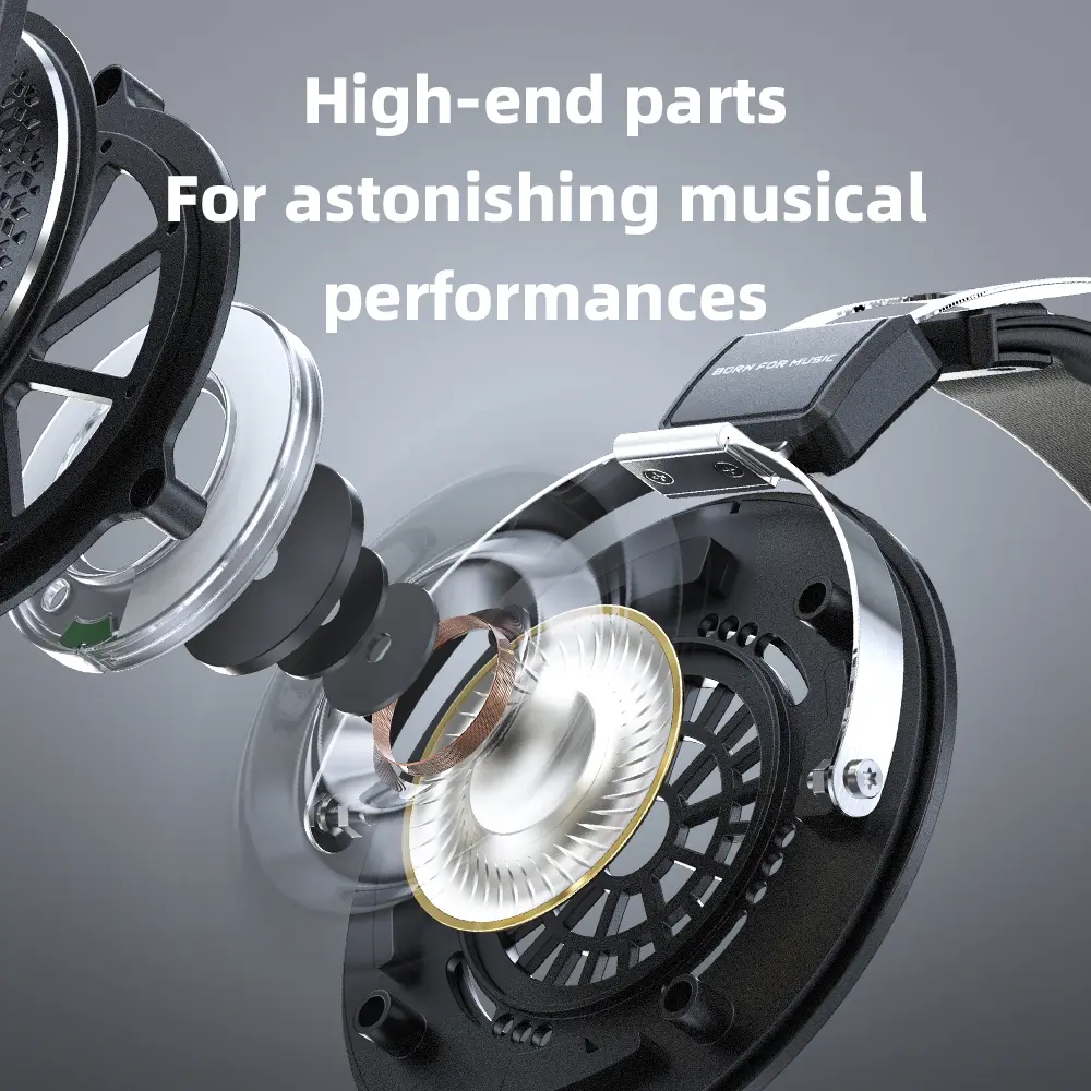 FiiO JT1 3.5mm Studio Headphones for Recording Gaming with Microphone, 50mm Diaphragms driver,HiFi Sound