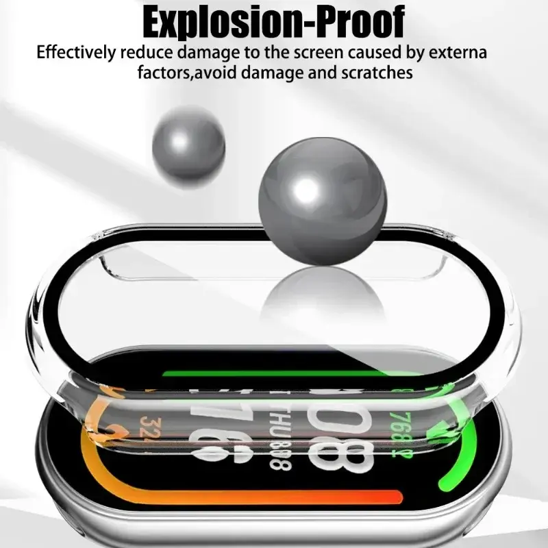 2in1 Case Screen Protector for Xiaomi Mi Band 9 PC Case+Tempered Glass Film Full Coverage Protective Cover for Miband 9 Band9