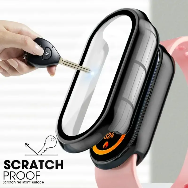 2in1 Case Screen Protector for Xiaomi Mi Band 9 PC Case+Tempered Glass Film Full Coverage Protective Cover for Miband 9 Band9