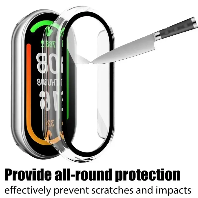 2in1 Case Screen Protector for Xiaomi Mi Band 9 PC Case+Tempered Glass Film Full Coverage Protective Cover for Miband 9 Band9
