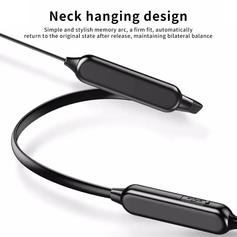 Hanging Neck Headset Sweatproof Bluetooth Earphones In Ear Wireless Sports Headphone HiFi Stereo Neckband Earbuds For Smartphone