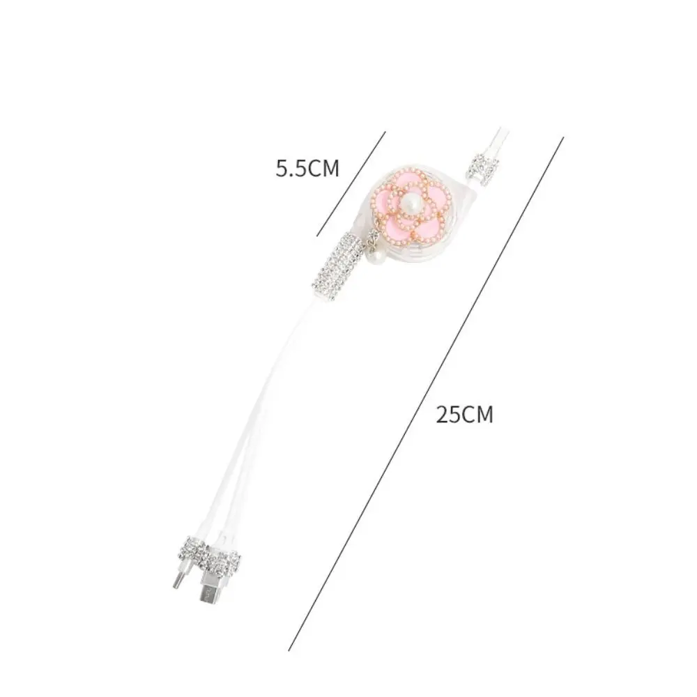 Retractable 3 in 1 Car Charger Car Charger Rhinestone 3 in1 USB Charger Cable Cute 3 in 1 3 in1 Fast Charger Cord Women