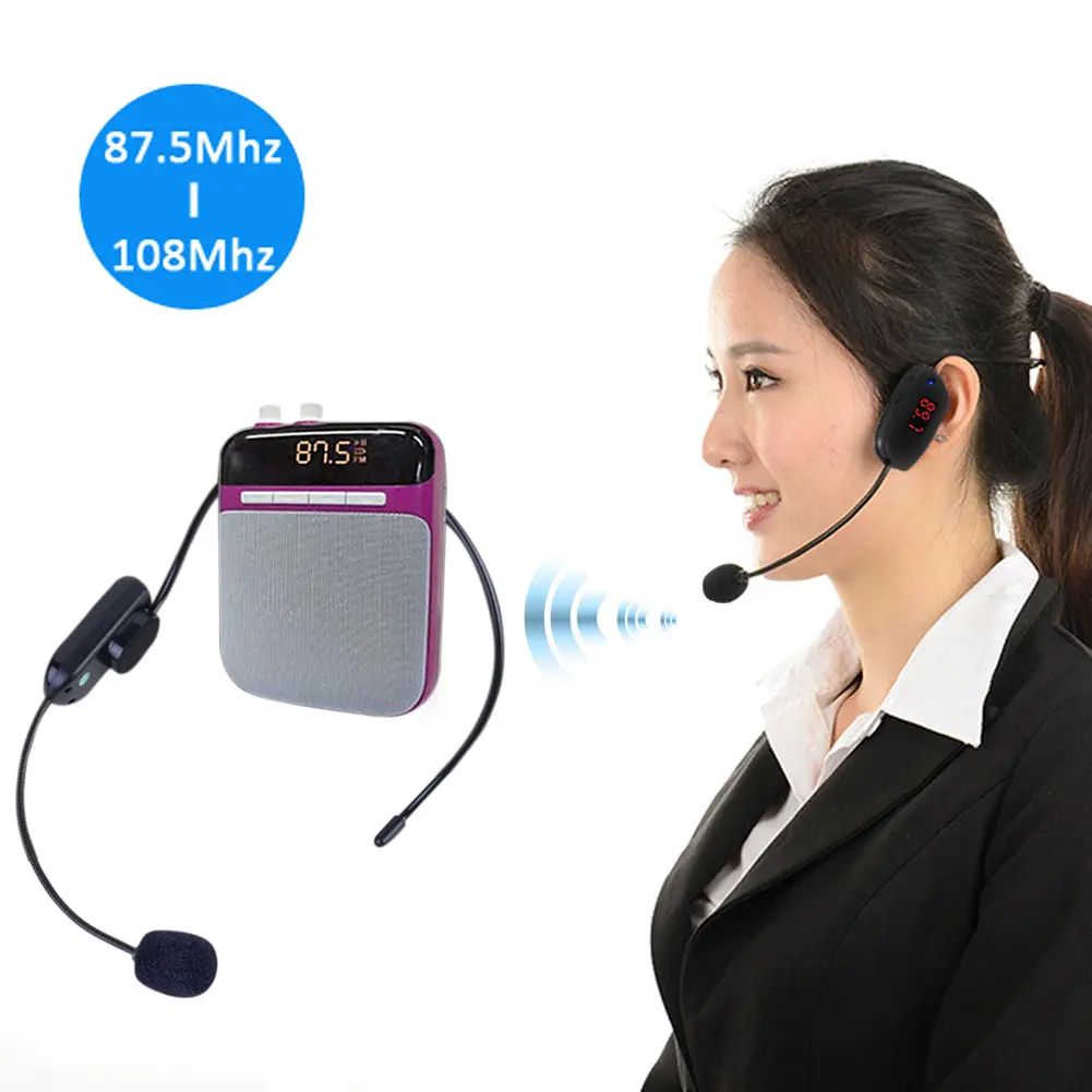 Radio FM Wireless Headset Microphone Handsfree Megaphone Mic for Loudspeaker for Amplifier Voice Speaker Teaching Tour Guide