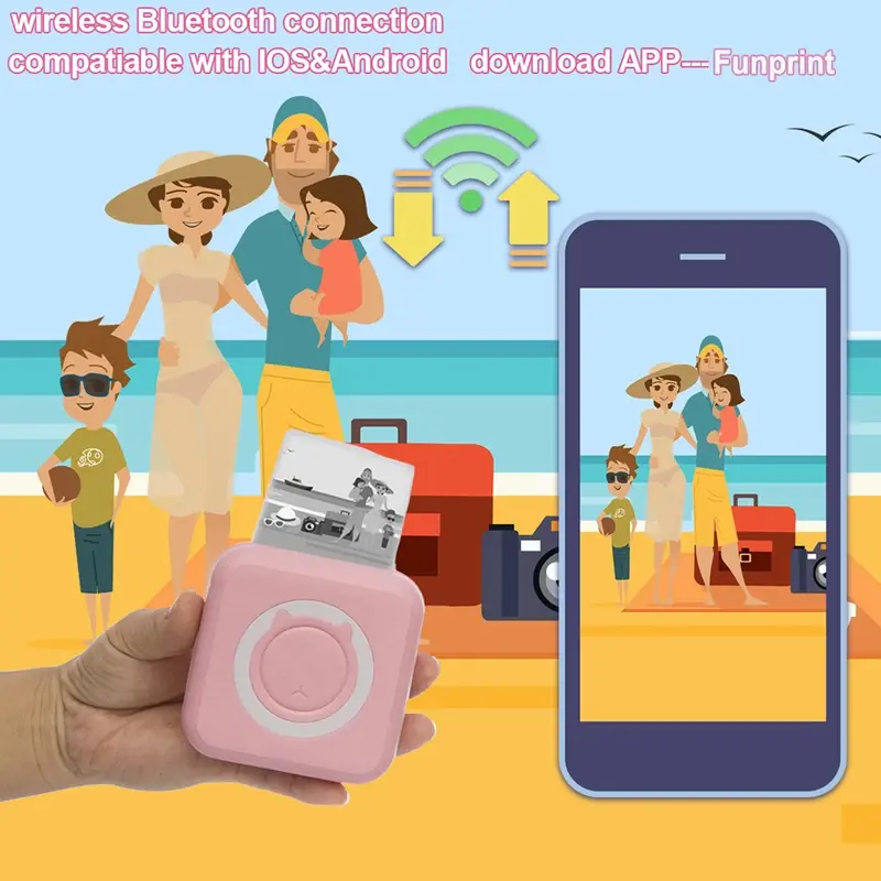 C15 Mini Portable Thermal Printer Wireless Label Memo Machine 200dpi Bluetooth Inkless Pocket Printer Phone Note Printing Paper