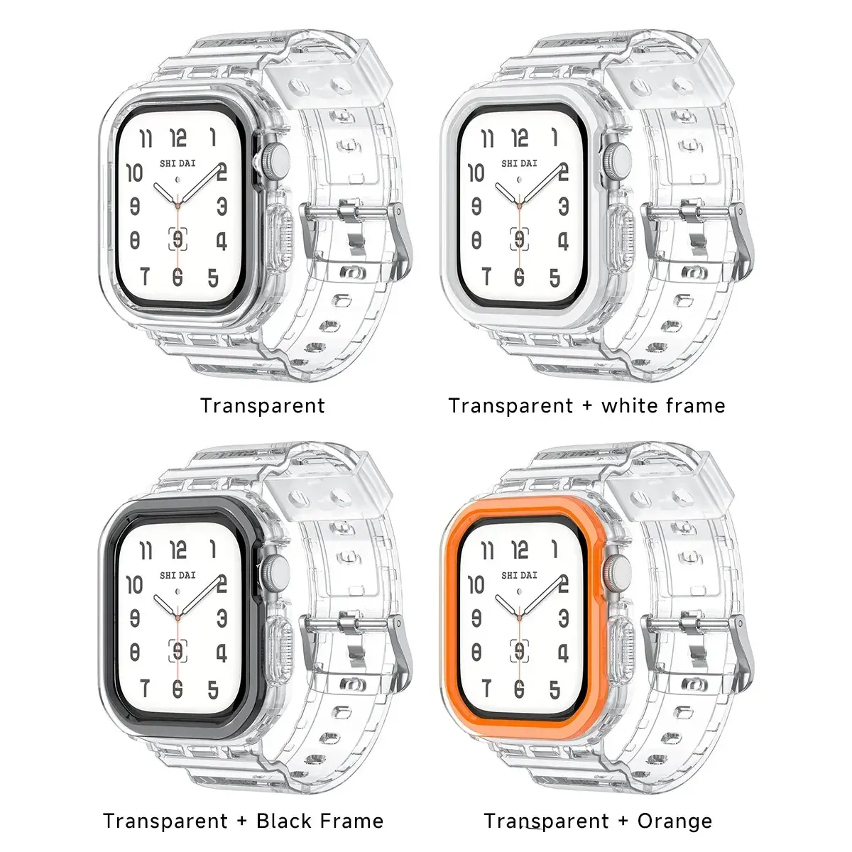 Clear Band + Case for Apple Watch Series 10 42mm 46mm Transparent Silicone Strap for iwatch 10 46mm 42mm