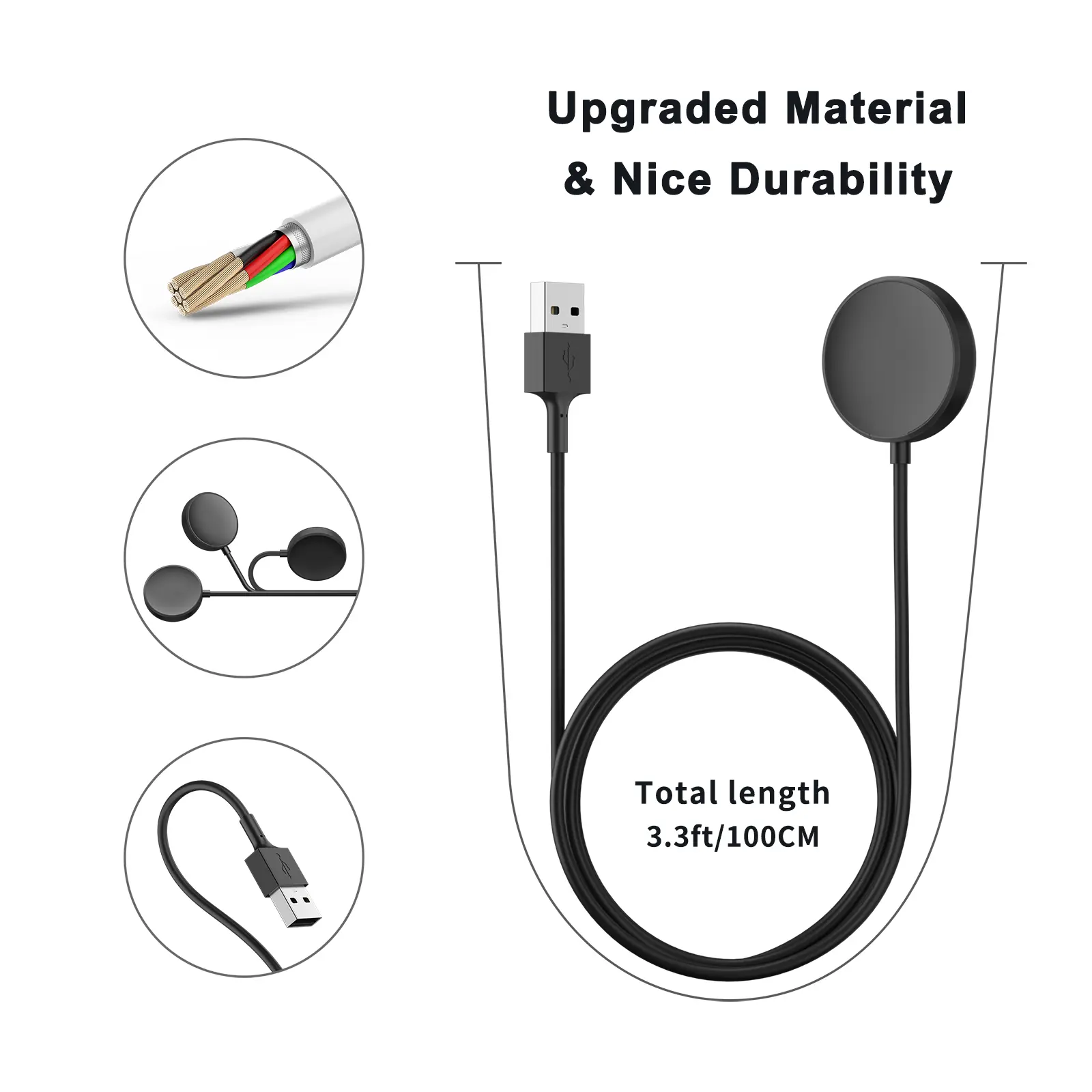 USB Watch Charger For Samsung Galaxy Watch 7 6 5 4 40mm Charging Dock For Galaxy Watch 3 41mm 45mm/Watch 5 Pro 45mm Active 1 2