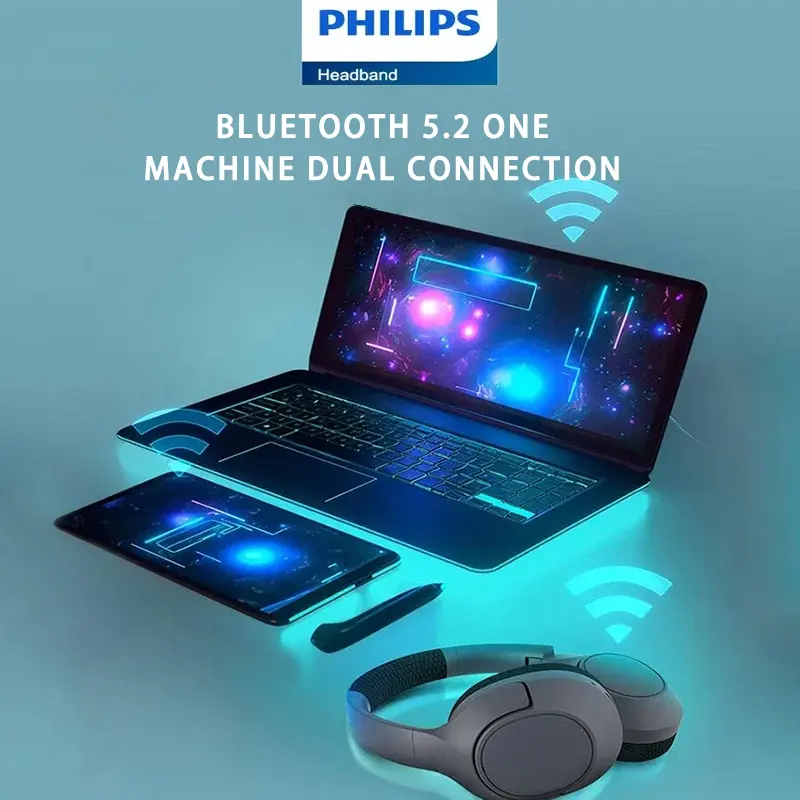 Philips TAH7508 Earphone Wireless Noise Canceling Pro Headset Hi-Res Stereo Long Battery Life Bluetooth 5.2 Sports Run Headphone