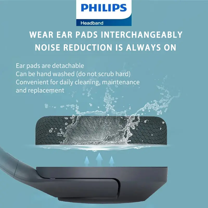 Philips TAH7508 Earphone Wireless Noise Canceling Pro Headset Hi-Res Stereo Long Battery Life Bluetooth 5.2 Sports Run Headphone
