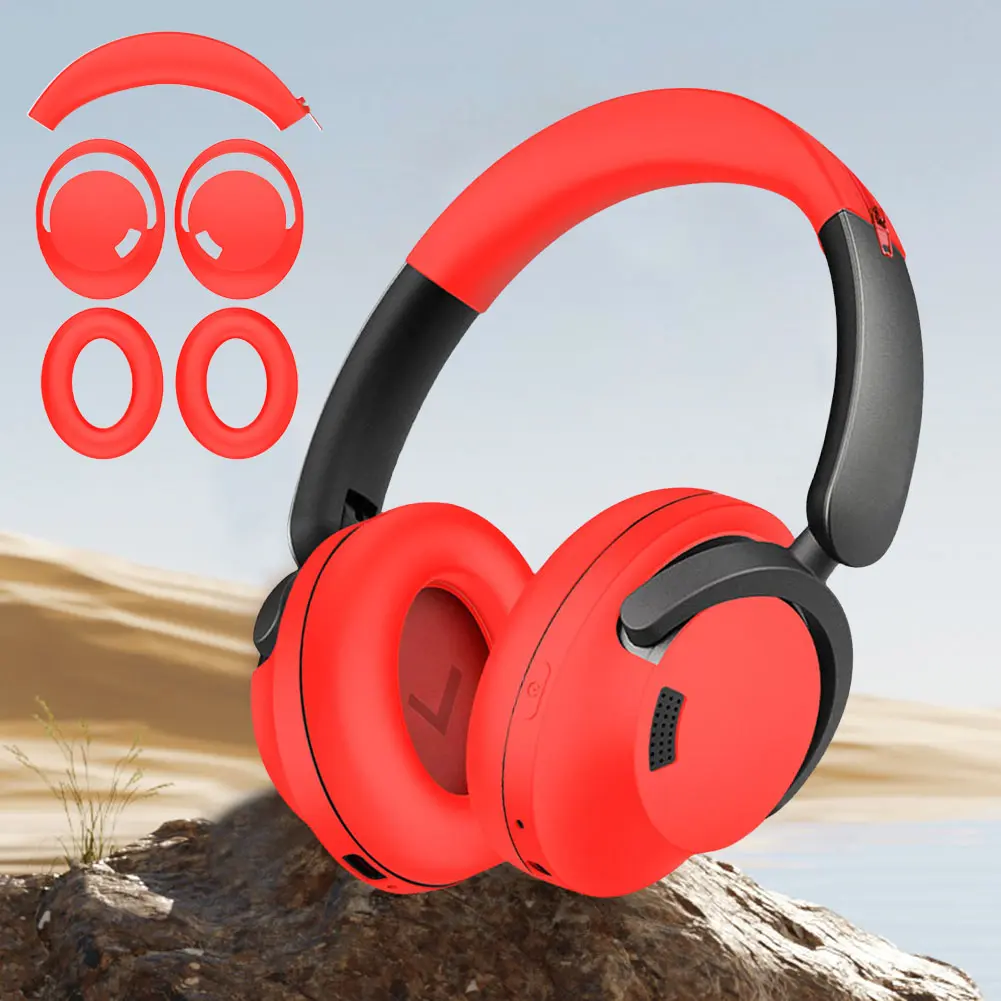 For 1MORE SonoFlow Headphones Silicone Protective Case Sleeve Clean and Comfortable Headband Protectors Earpads Cover Sleeve
