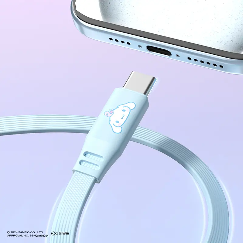 Sanrio 2 in 1 Charging Cord Cinnamoroll Kuromi Melody 20W Fast Charging Cable 1M Compative with Type C for iPhone 16 Sumsung