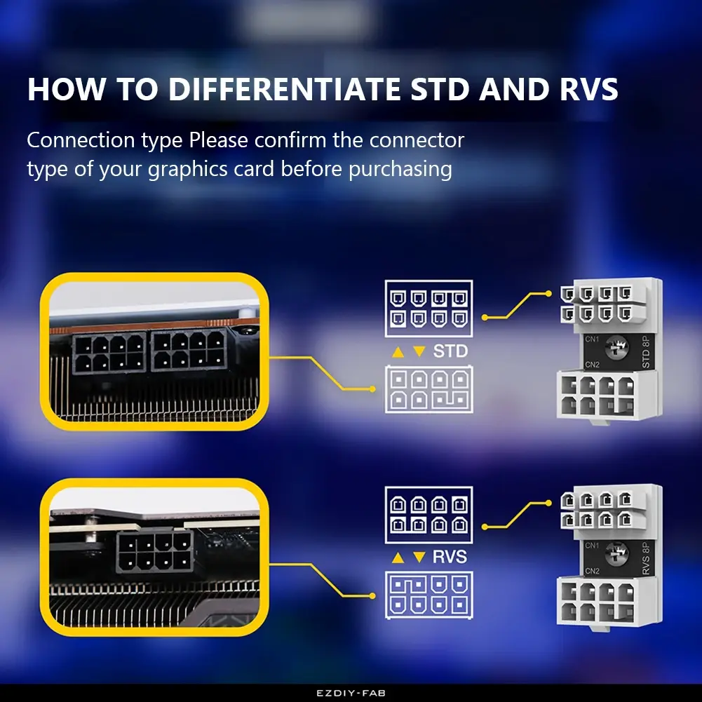 ATX 8 Pin Female To 8 Pin Male Power Supply Adapter Replacement Angled Turning Connectors Computer Parts for Desktop GPU