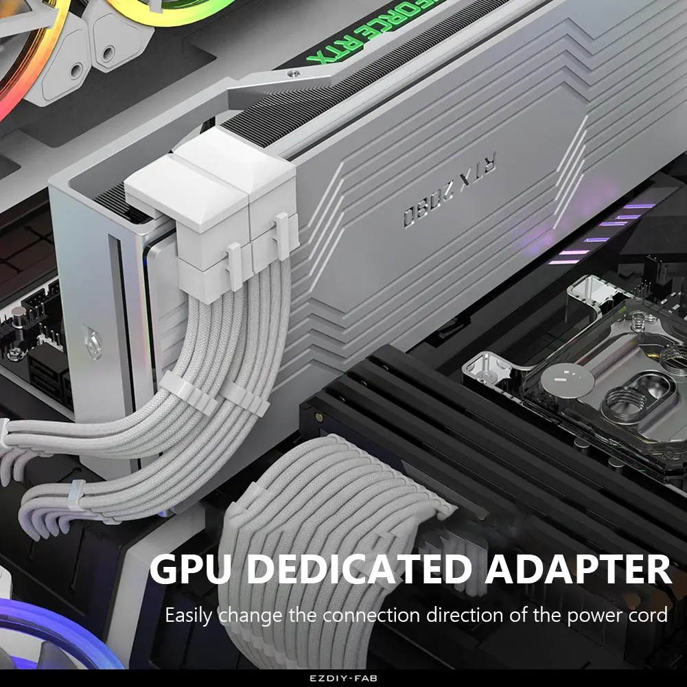 ATX 8 Pin Female To 8 Pin Male Power Supply Adapter Replacement Angled Turning Connectors Computer Parts for Desktop GPU