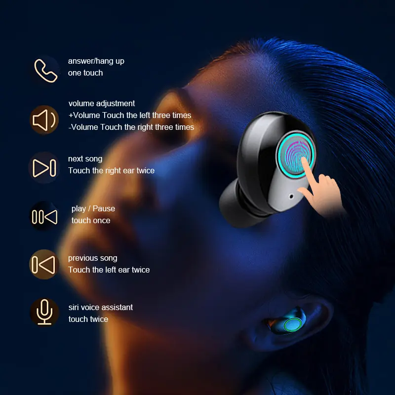 TG02 Bluetooth V5.1 TWS Earphones Wireless Earbuds In Ear Stereo Noise Cancelling Sports Headsets With Microphone fone Headphone