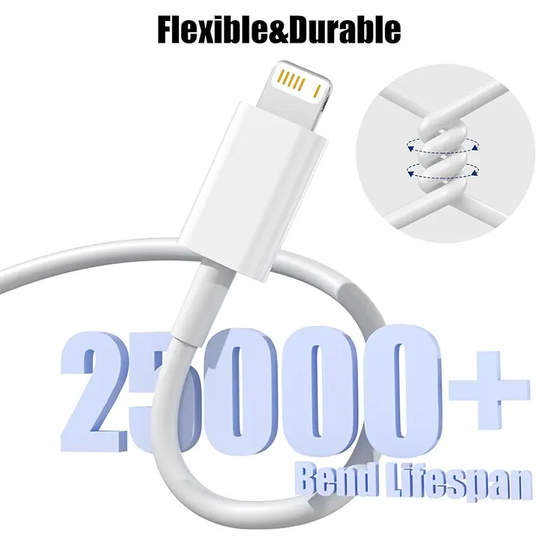 USB Lightning Cable MFI Certified Original Iphone Cord Fast Charging Wire Data Line for Iphone 14 Pro 13 12 11 X 8 7 6 5 SE Ipad
