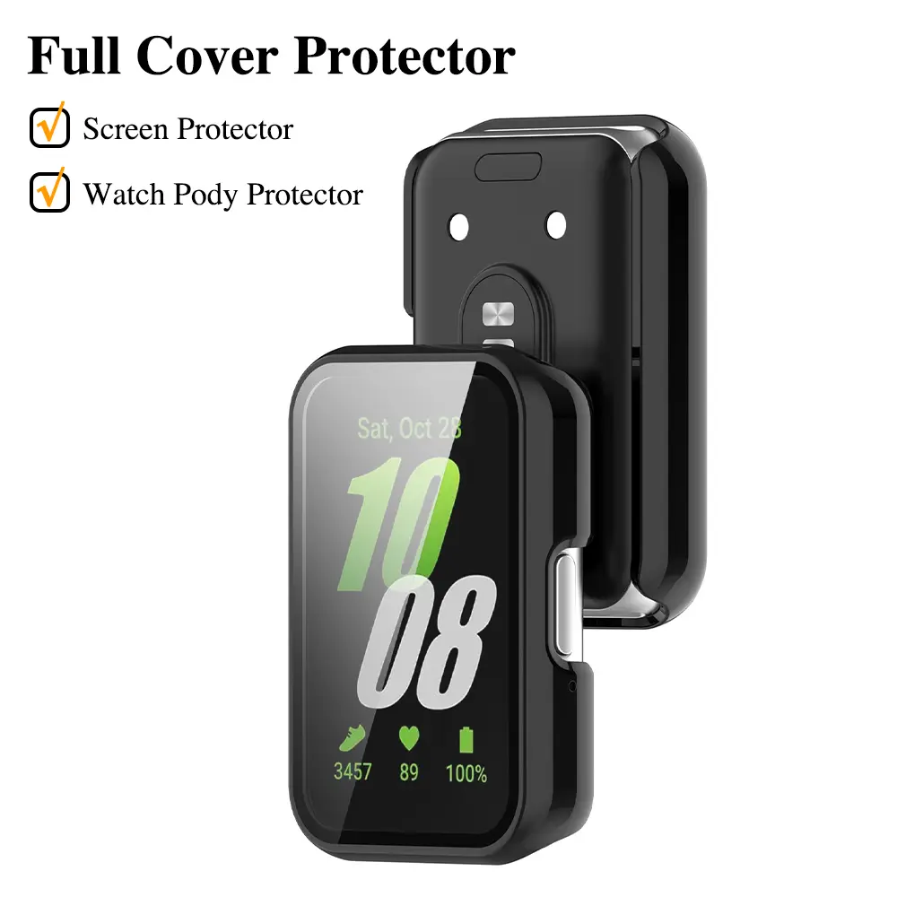 Glass+Case for Samsung Galaxy Fit 3 Tempered Glass Screen Protector & Hard PC Protective Bumper for Galaxy Fit3 Accessories