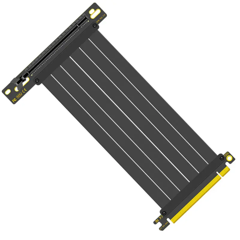 TEUCER PCI-E 4.0 X16 Riser Cable Video Card Extension Shielded Flexible 90° Mounting GPU Extension Cord Black/White