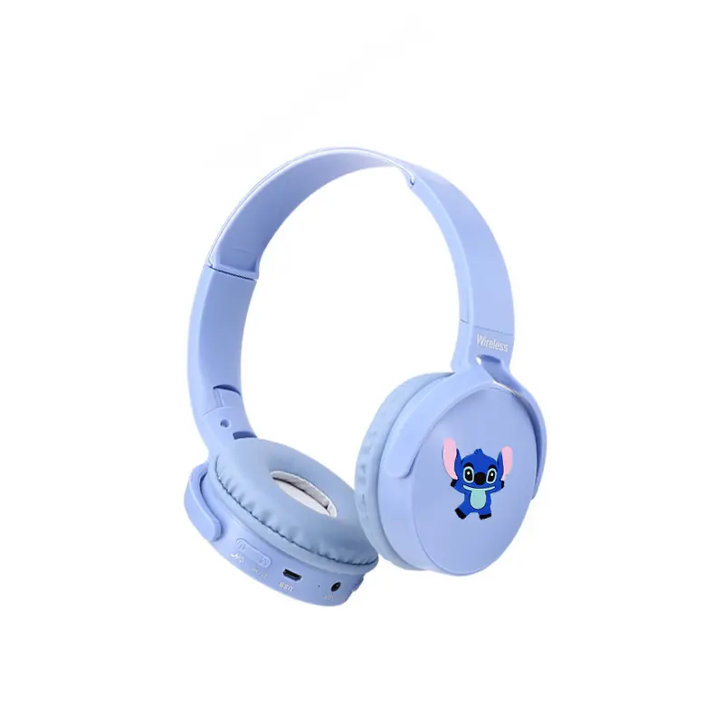 Disney Stitch Wireless Bluetooth Headphones AH-9906 HIFI Sound Stereo Foldable Headsets with Mic for Children Anime Cartoon
